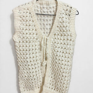 White Crochet Open Vest — image 1
