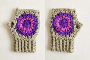 Sage Floral Fingerless Gloves