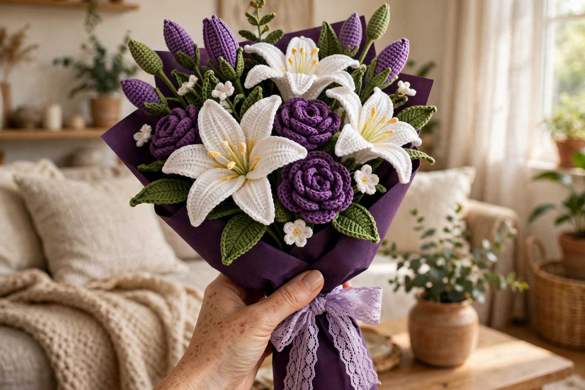 Purple Lily Crochet Bouquet — image 2