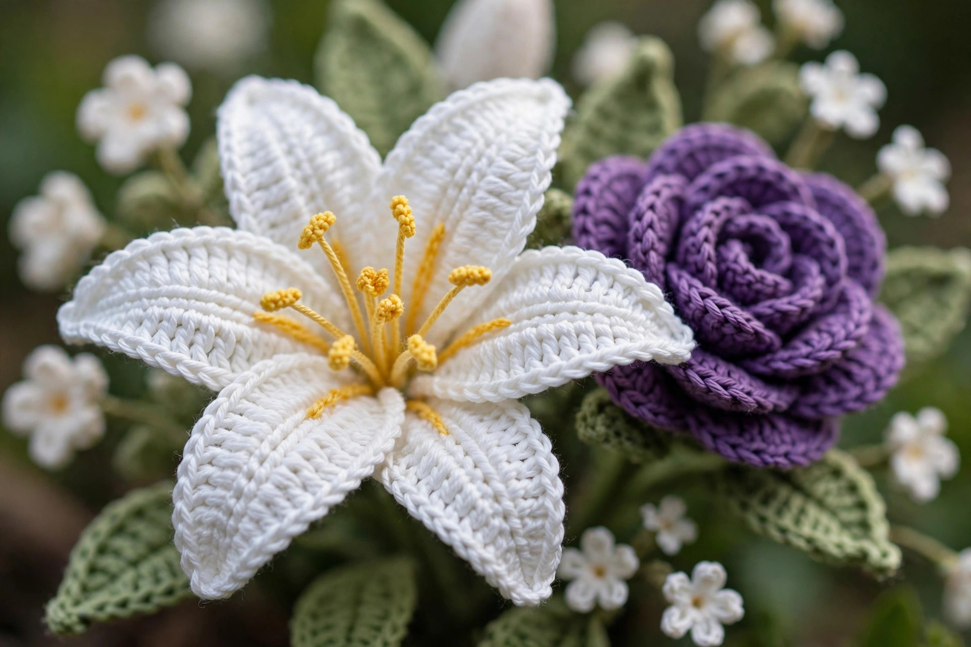 Purple Lily Crochet Bouquet — image 3