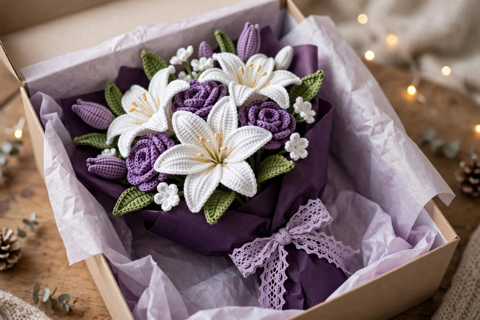 Purple Lily Crochet Bouquet — image 4