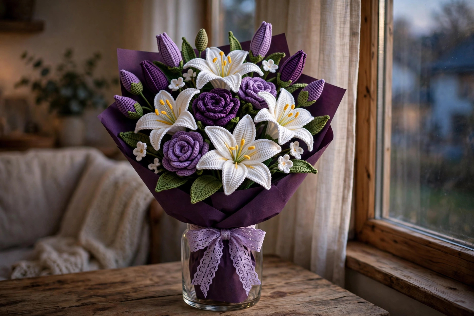 Purple Lily Crochet Bouquet — image 5