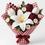 White Lily & Tulip Crochet Bouquet