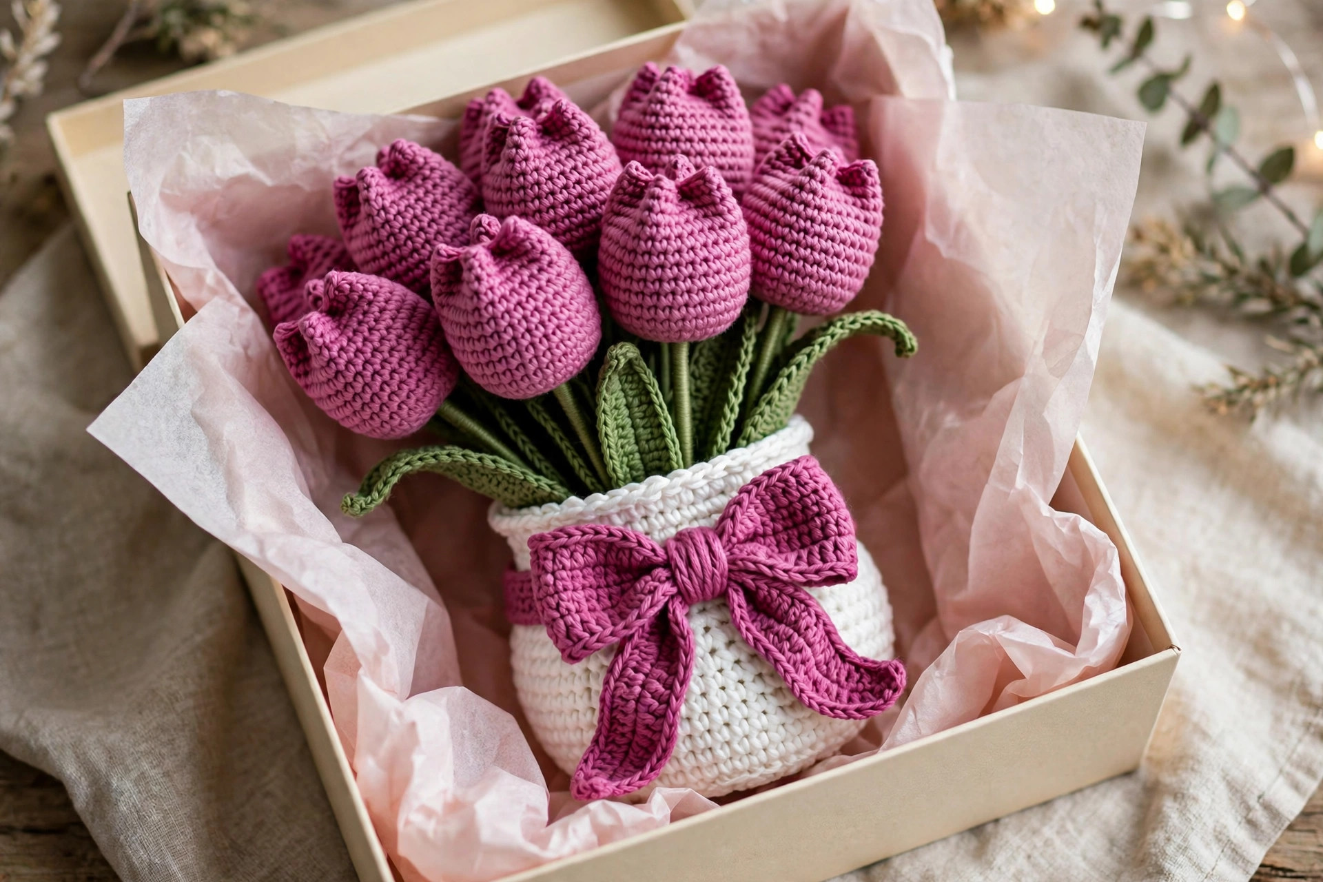 Magenta Tulip Vase Bouquet — image 4