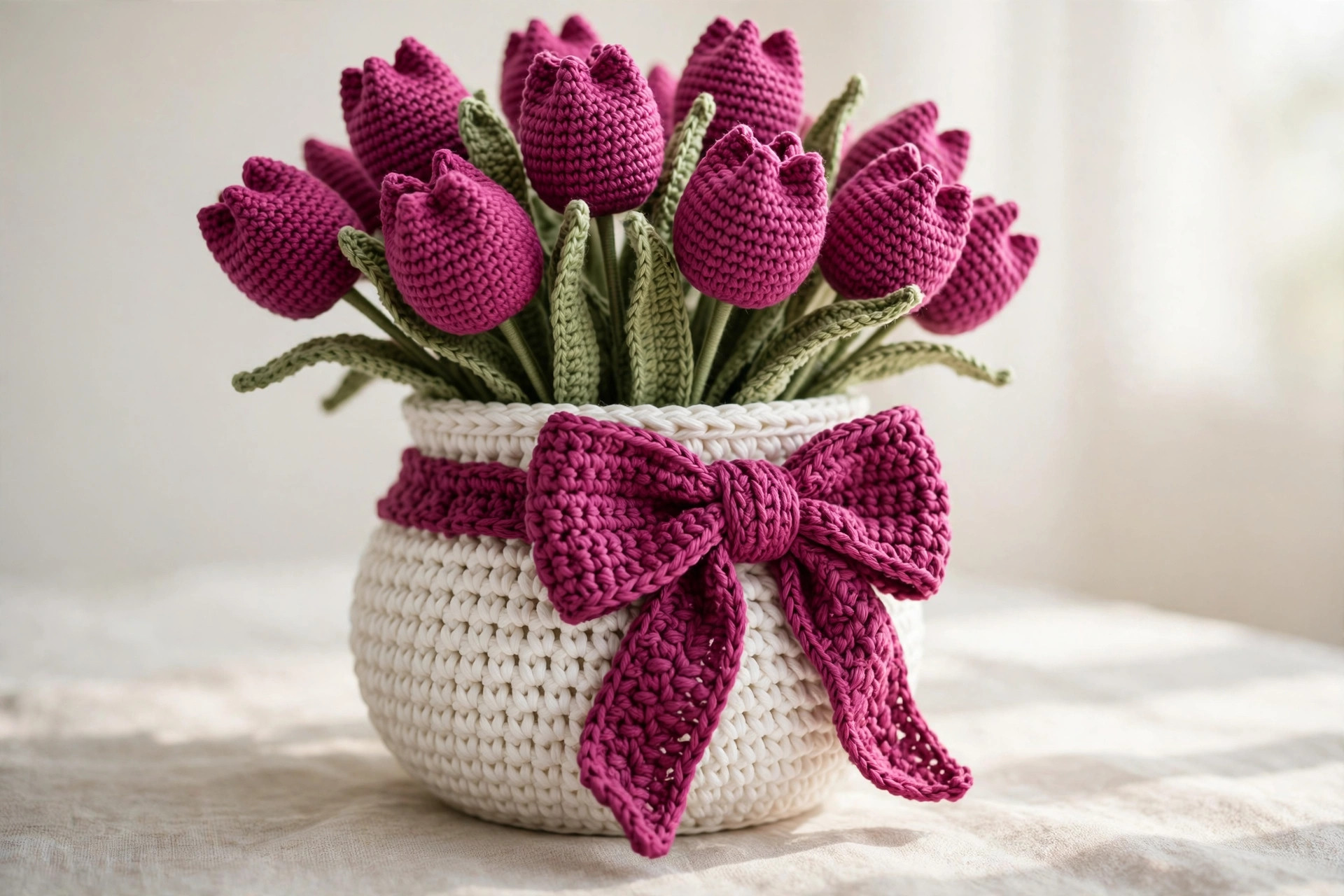 Magenta Tulip Vase Bouquet — image 6