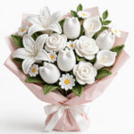 White Rose & Lily Crochet Bouquet