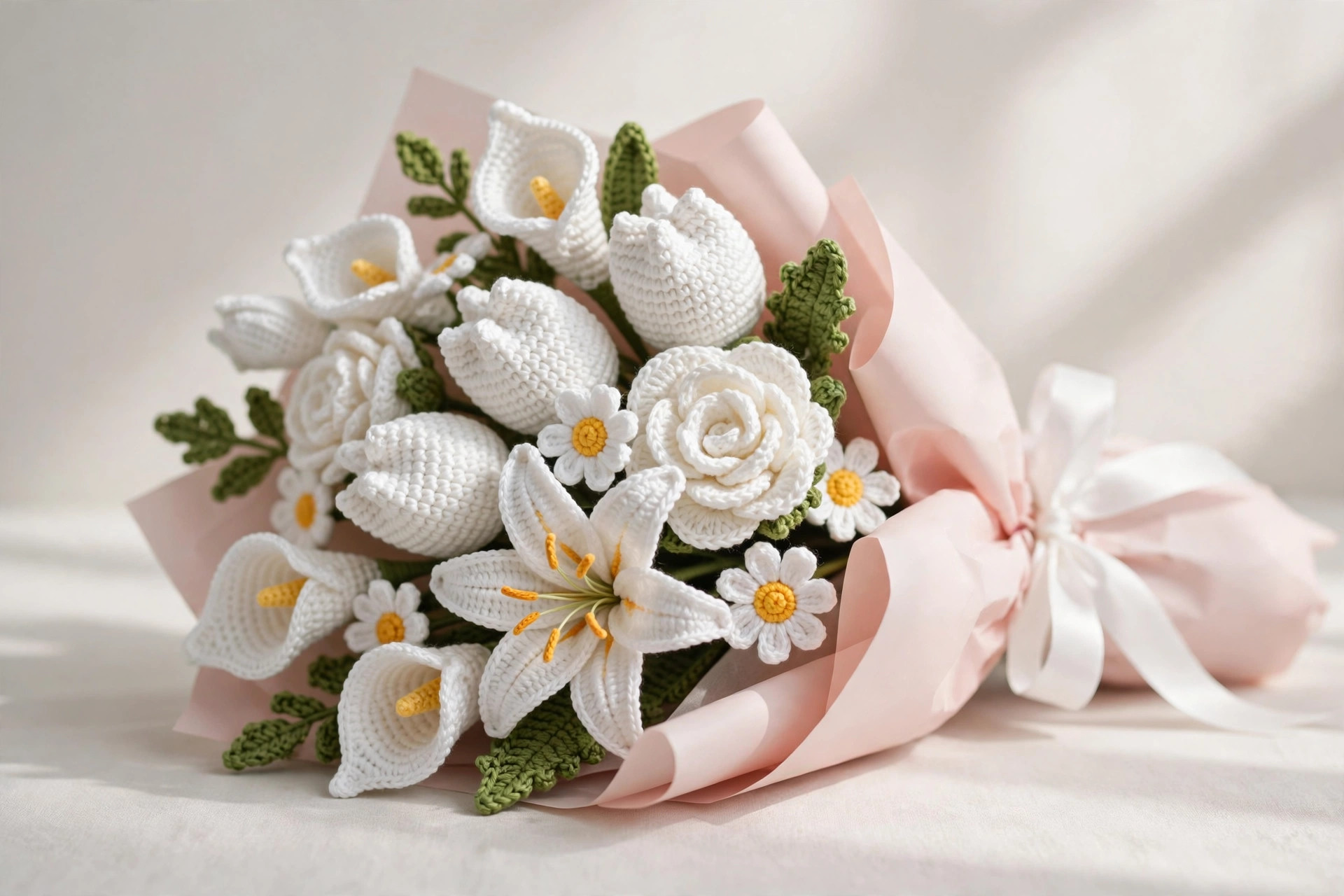 White Rose & Lily Crochet Bouquet — image 6