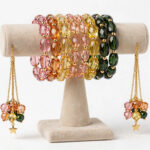 Multicolor Crystal Bangle Set with Tassels