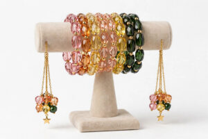 Multicolor Crystal Bangle Set with Tassels