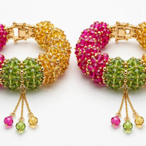 Green Yellow Pink Crystal Bangles — image 1