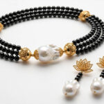Black Bead & Baroque Pearl Necklace Set