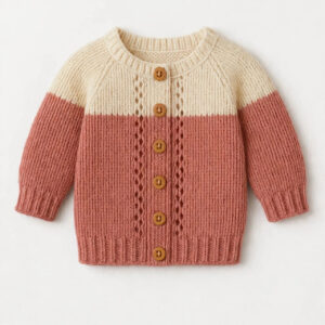 Baby Cream & Terracotta Button Cardigan — image 1