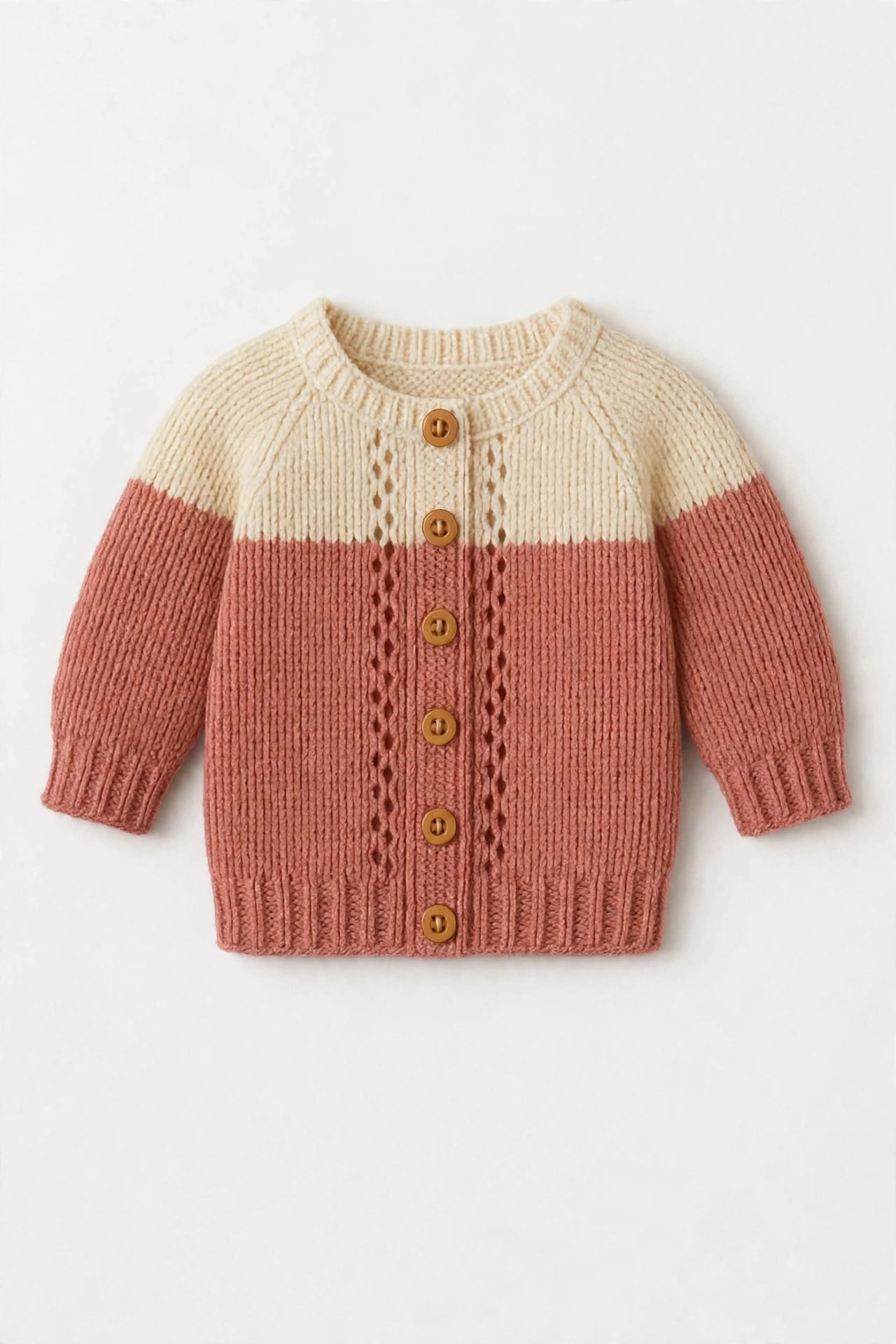Baby Cream & Terracotta Button Cardigan — image 1