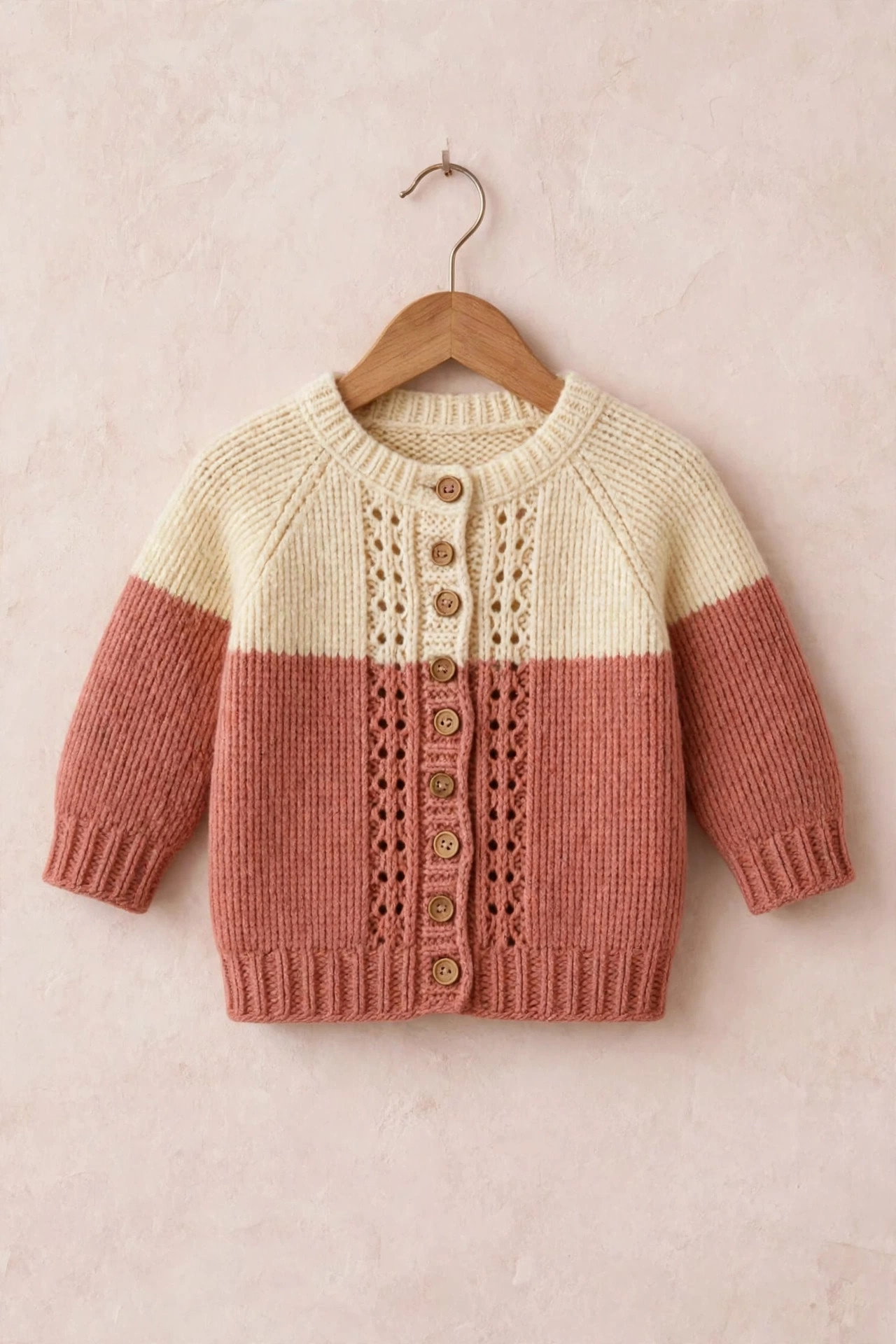 Baby Cream & Terracotta Button Cardigan — image 2