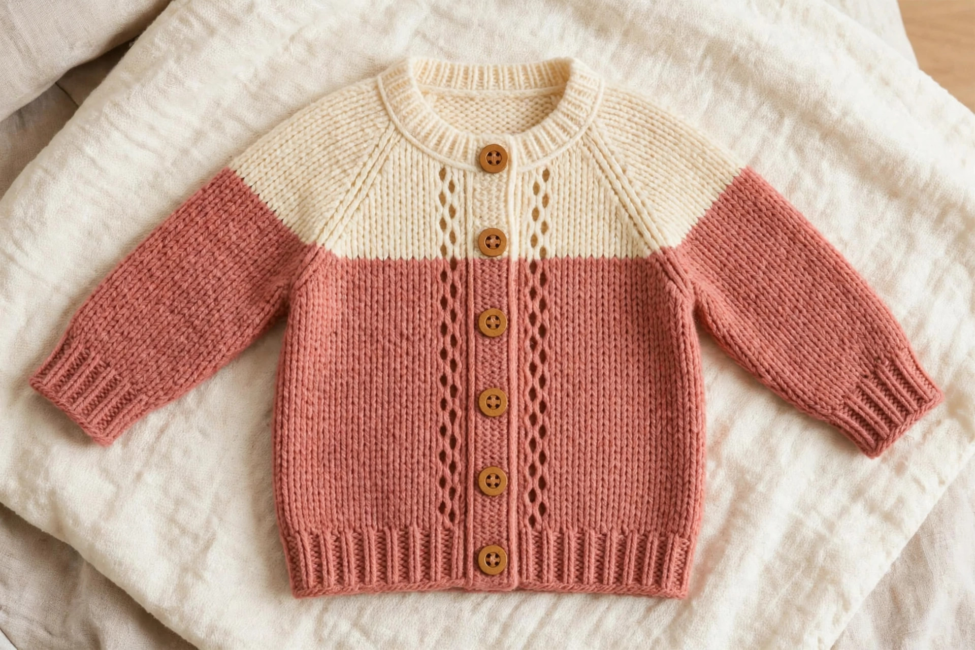 Baby Cream & Terracotta Button Cardigan — image 5