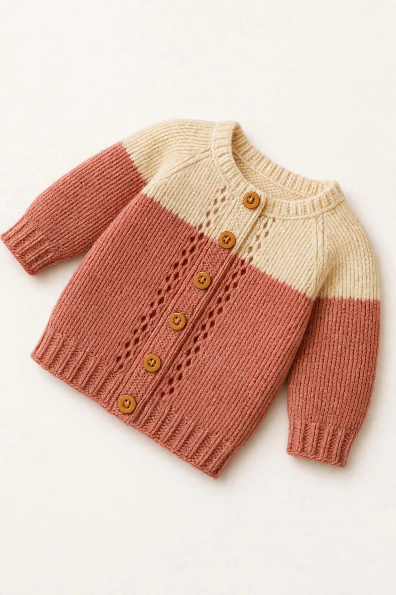 Baby Cream & Terracotta Button Cardigan — image 6