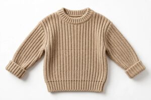 Beige Ribbed Kids Sweater