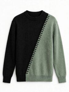 Black & Sage Diagonal Stitch Sweater