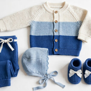 Blue Color-Block Baby Knit Gift Set — image 1