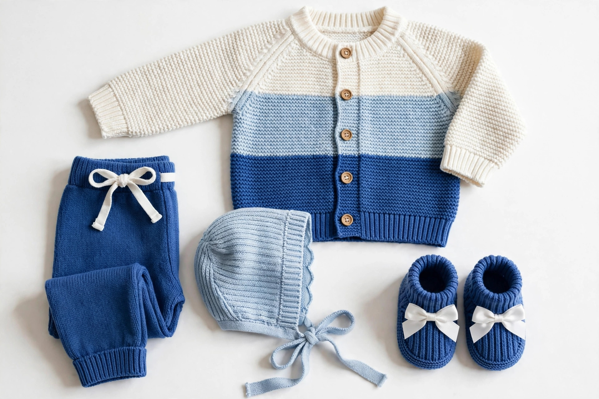 Blue Color-Block Baby Knit Gift Set — image 1