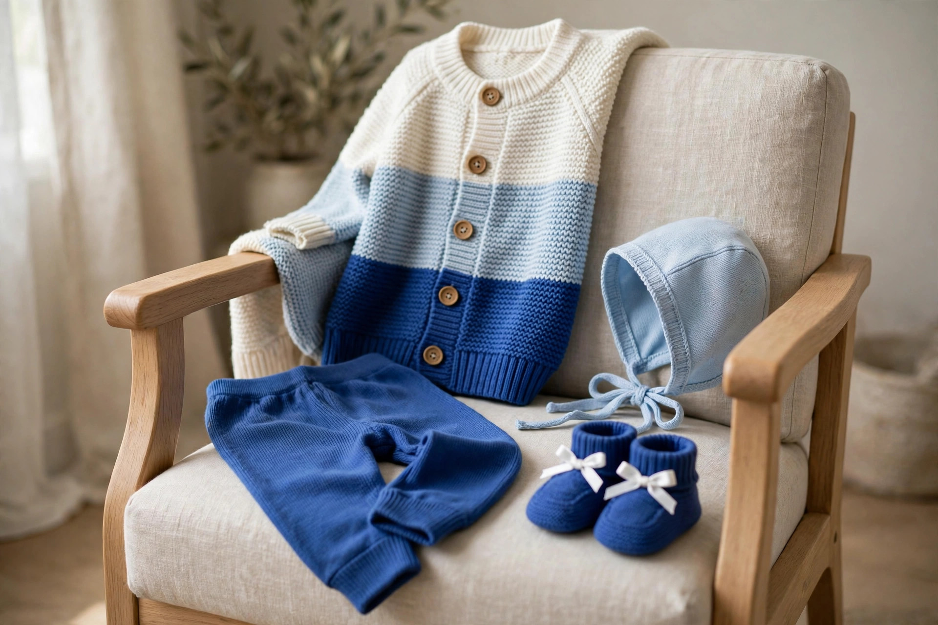 Blue Color-Block Baby Knit Gift Set — image 6