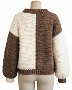 Brown & Cream Two-Tone Chunky Sweater