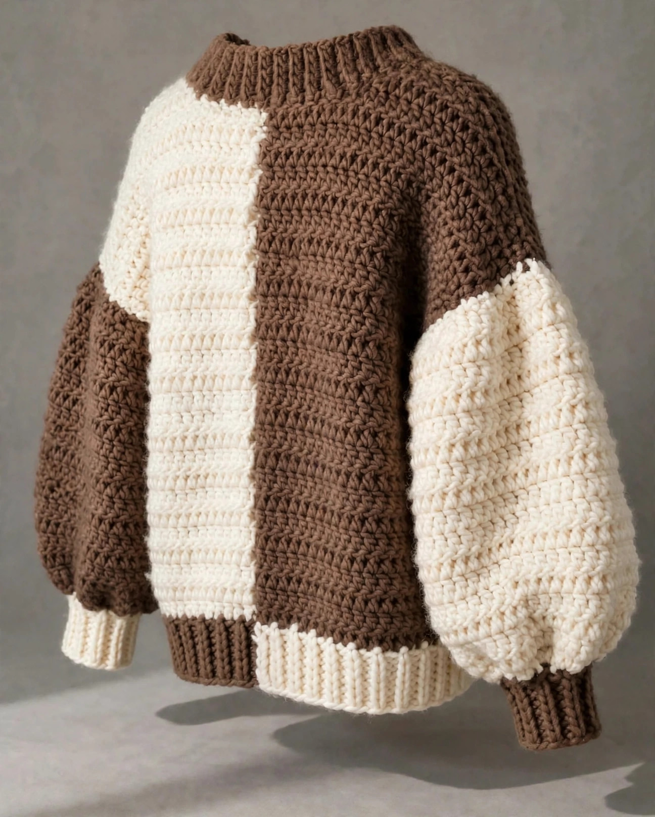 Brown & Cream Two-Tone Chunky Sweater — image 6