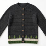 Charcoal Pine Tree Crochet Cardigan