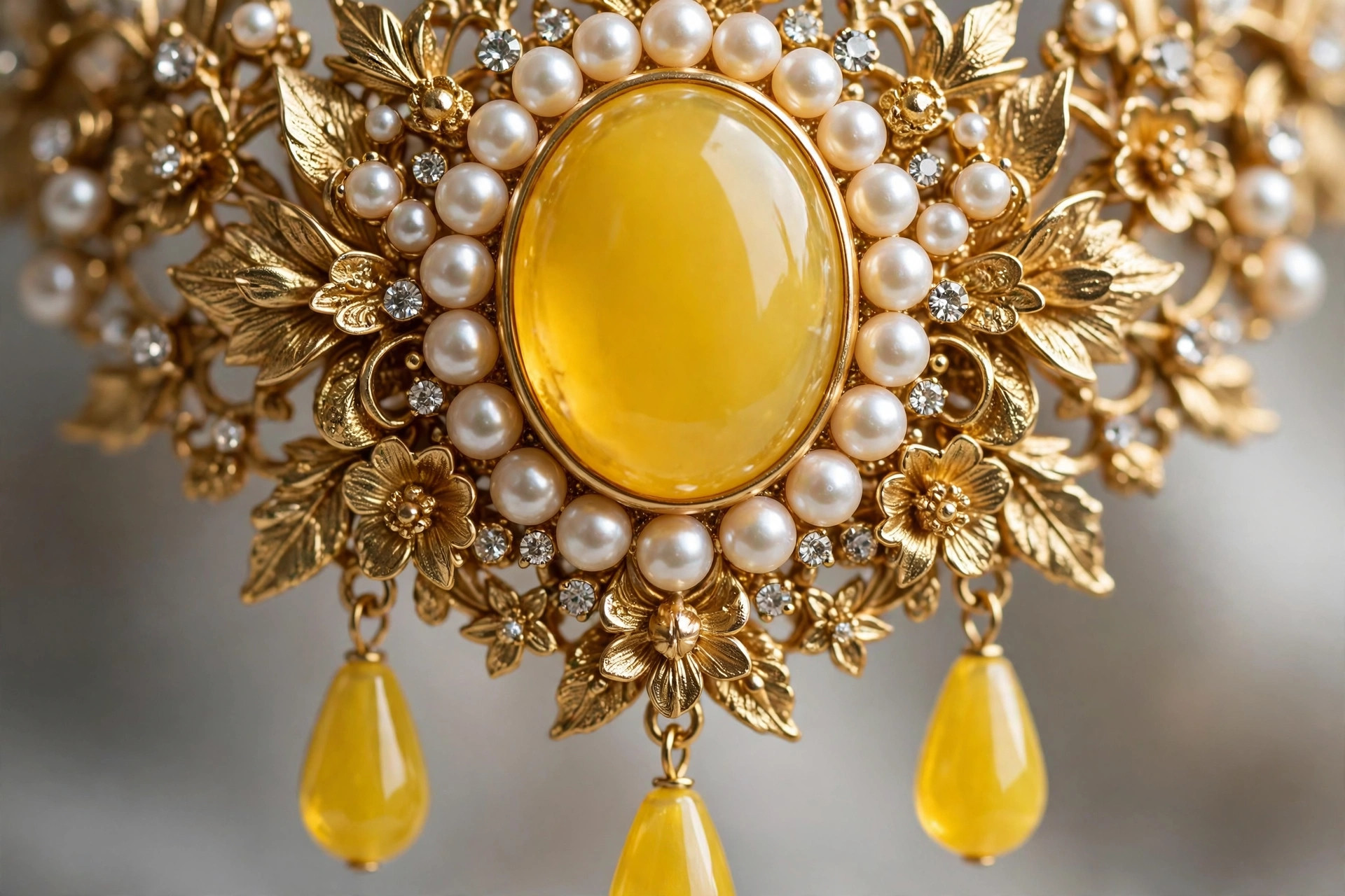 Yellow Kundan Necklace & Earrings Set — image 3