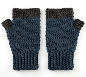 Dark Teal & Charcoal Fingerless Gloves