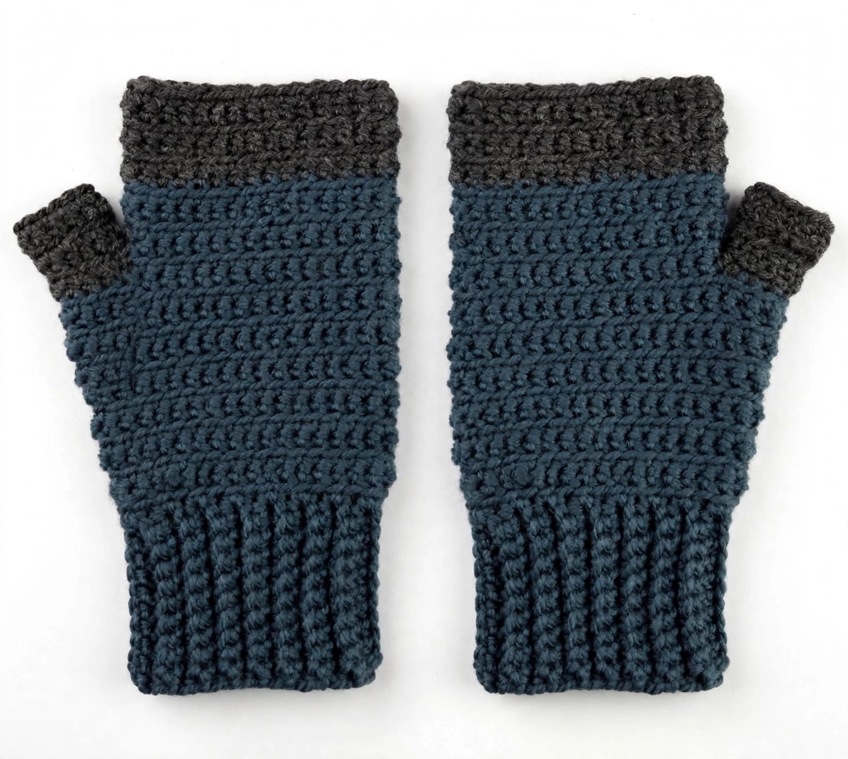 Dark Teal & Charcoal Fingerless Gloves — image 1