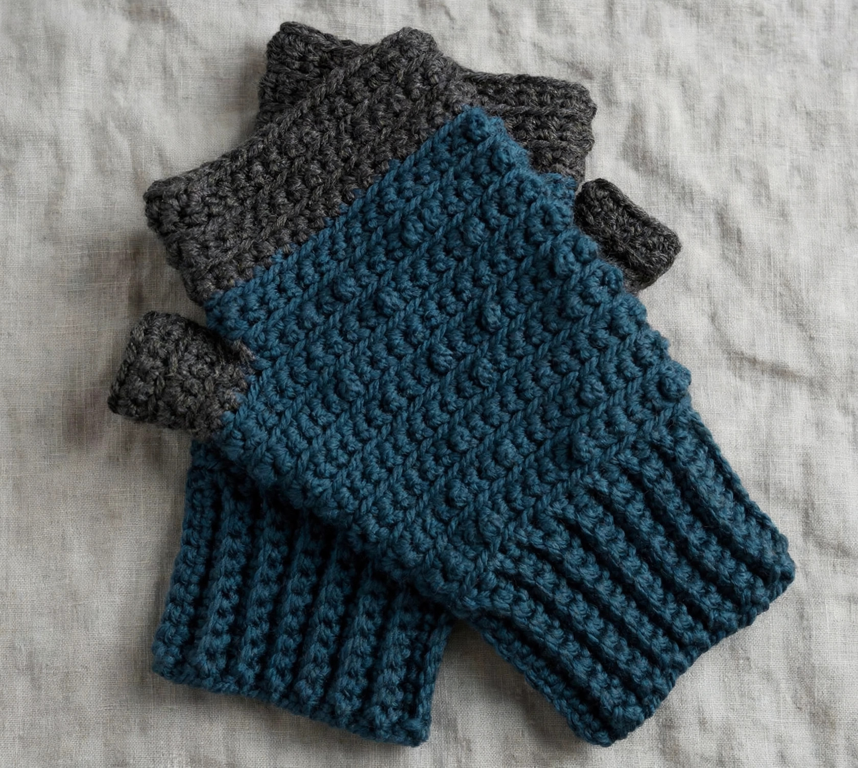 Dark Teal & Charcoal Fingerless Gloves — image 6