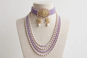 Lavender Pearl Bridal Jewellery Set