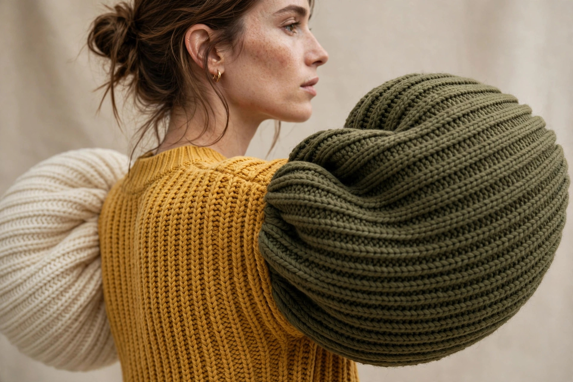 Mustard Color-Block Chunky Knit Sweater — image 6