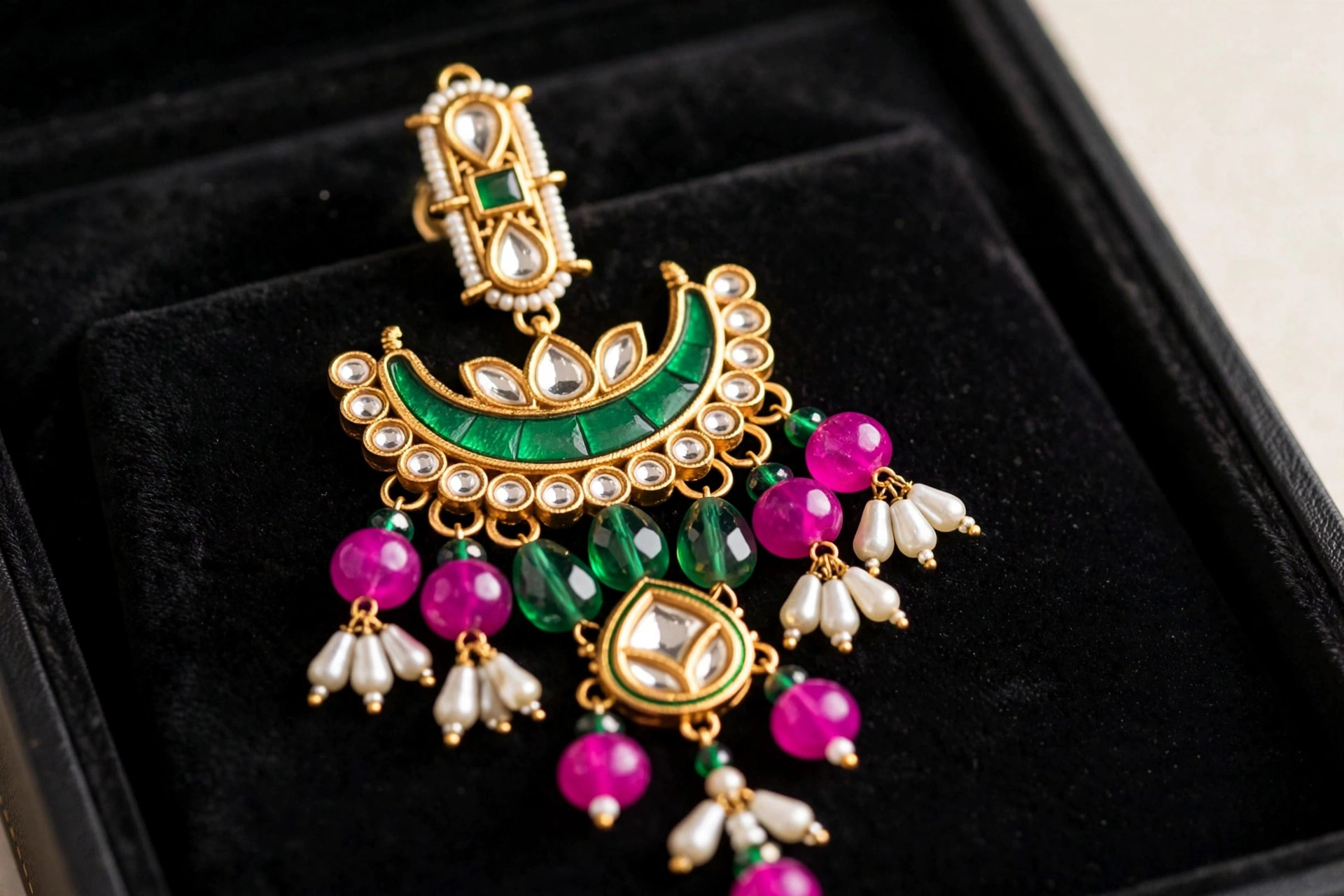 Green & Magenta Chandelier Earrings — image 3
