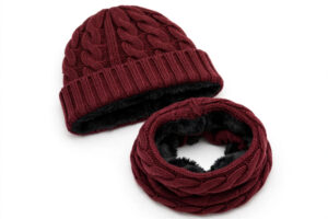 Maroon Knit Beanie & Neck Warmer Set