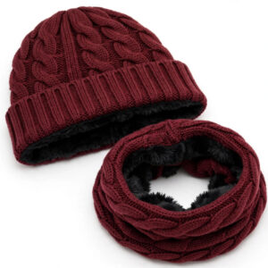 Maroon Knit Beanie & Neck Warmer Set — image 1