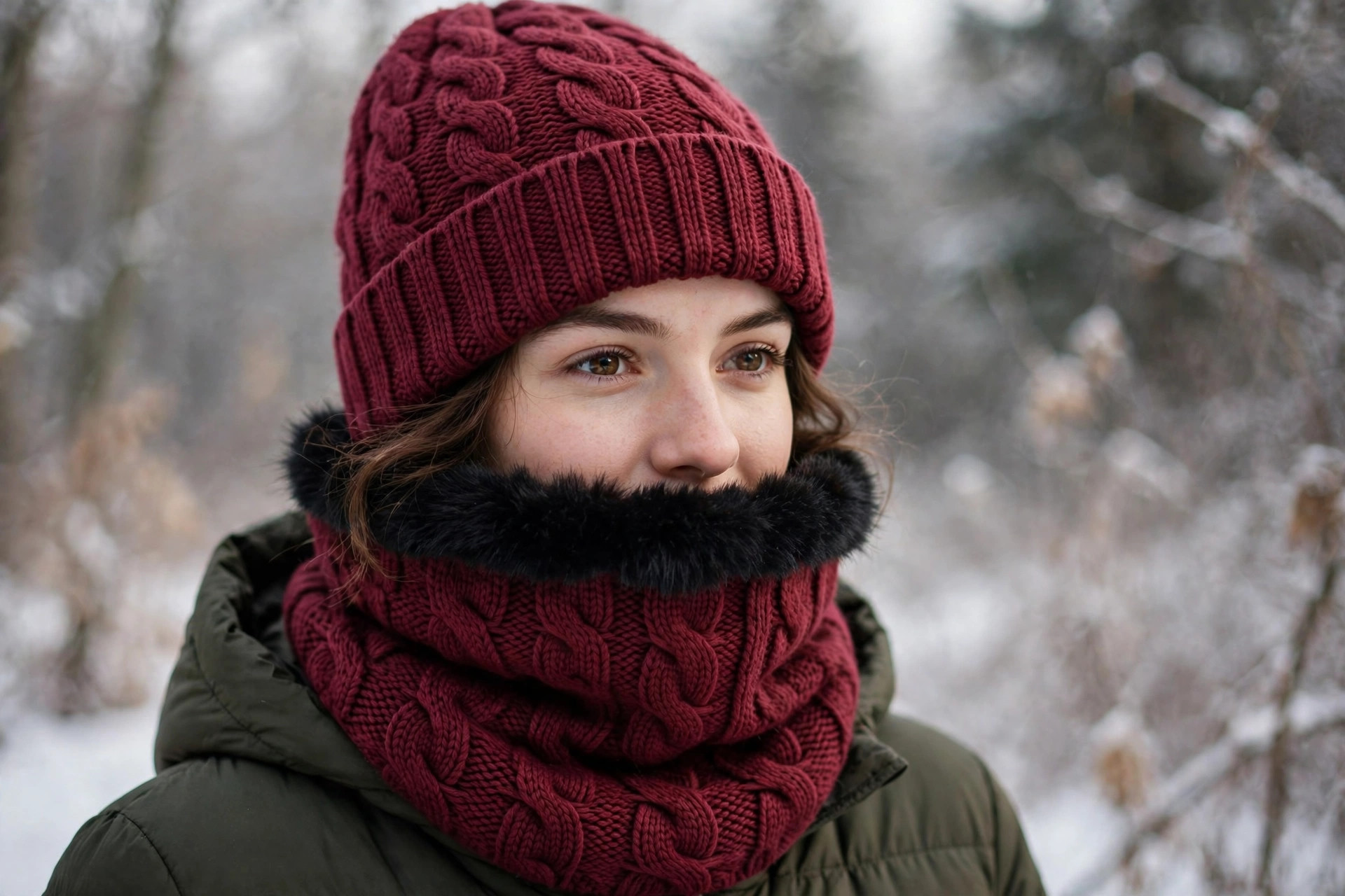 Maroon Knit Beanie & Neck Warmer Set — image 2