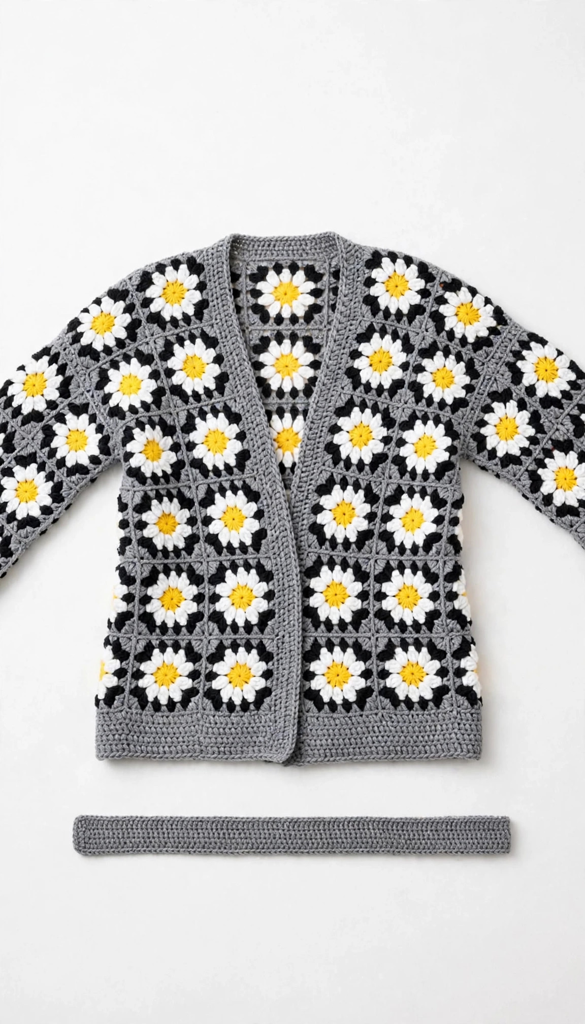 Grey Daisy Wrap Cardigan with Belt — image 1