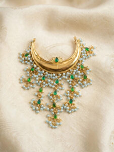 Gold Crescent Pearl Necklace Set