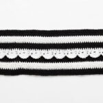 Black & White Striped Crochet Scarf with Fringe