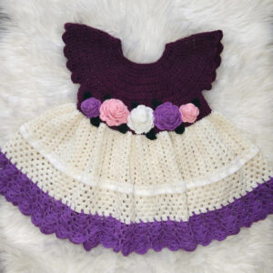 Purple & Cream Crochet Baby Dress — image 1