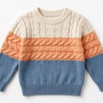 Kids Cream Peach & Blue Cable Sweater