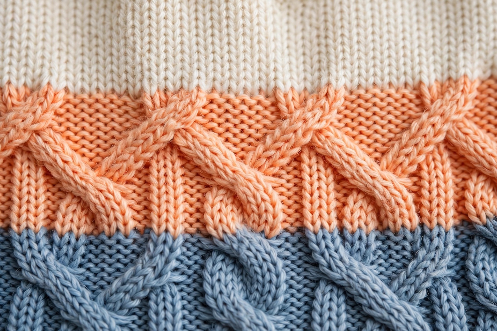 Kids Cream Peach & Blue Cable Sweater — image 3