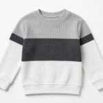 Kids Grey Striped Waffle Sweater