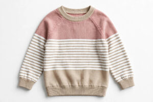 Kids Pink White & Beige Striped Sweater