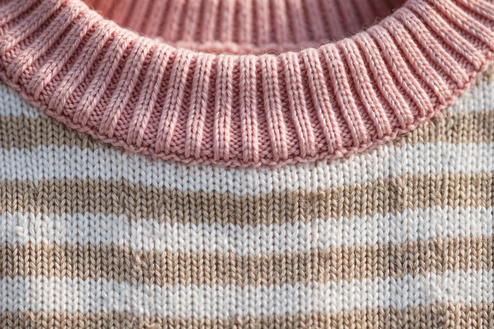 Kids Pink White & Beige Striped Sweater — image 3