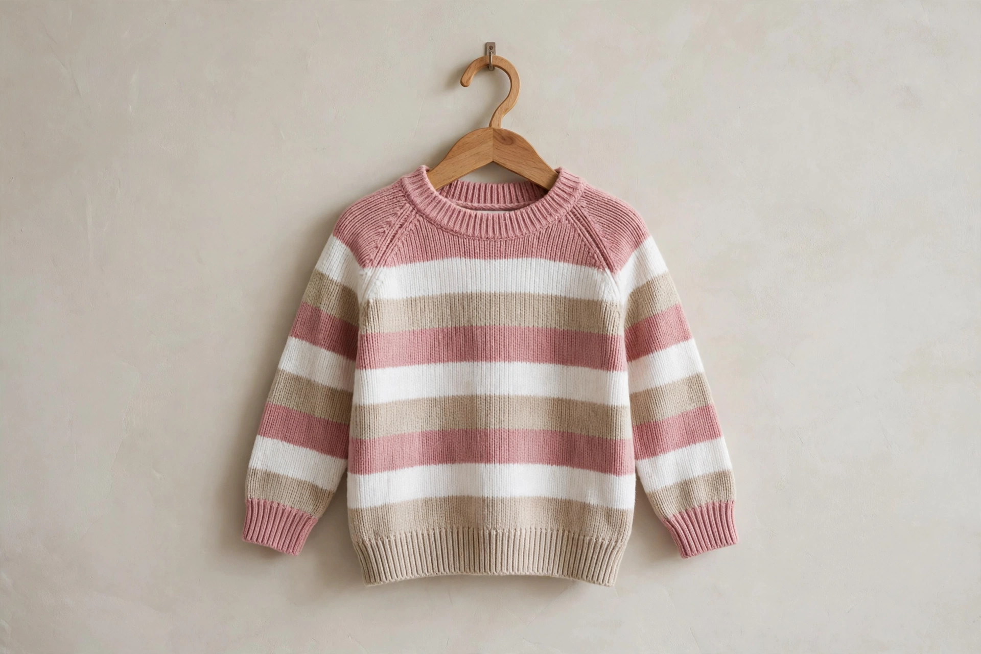Kids Pink White & Beige Striped Sweater — image 5
