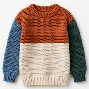 Kids Rust Blue & Cream Color-Block Sweater — image 1