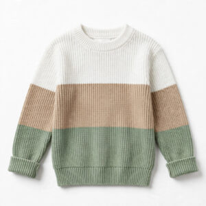 Kids White Beige & Sage Striped Sweater — image 1